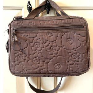 Thirty-One Brown Quilted Cosmetic/Travel Bag - EUC
